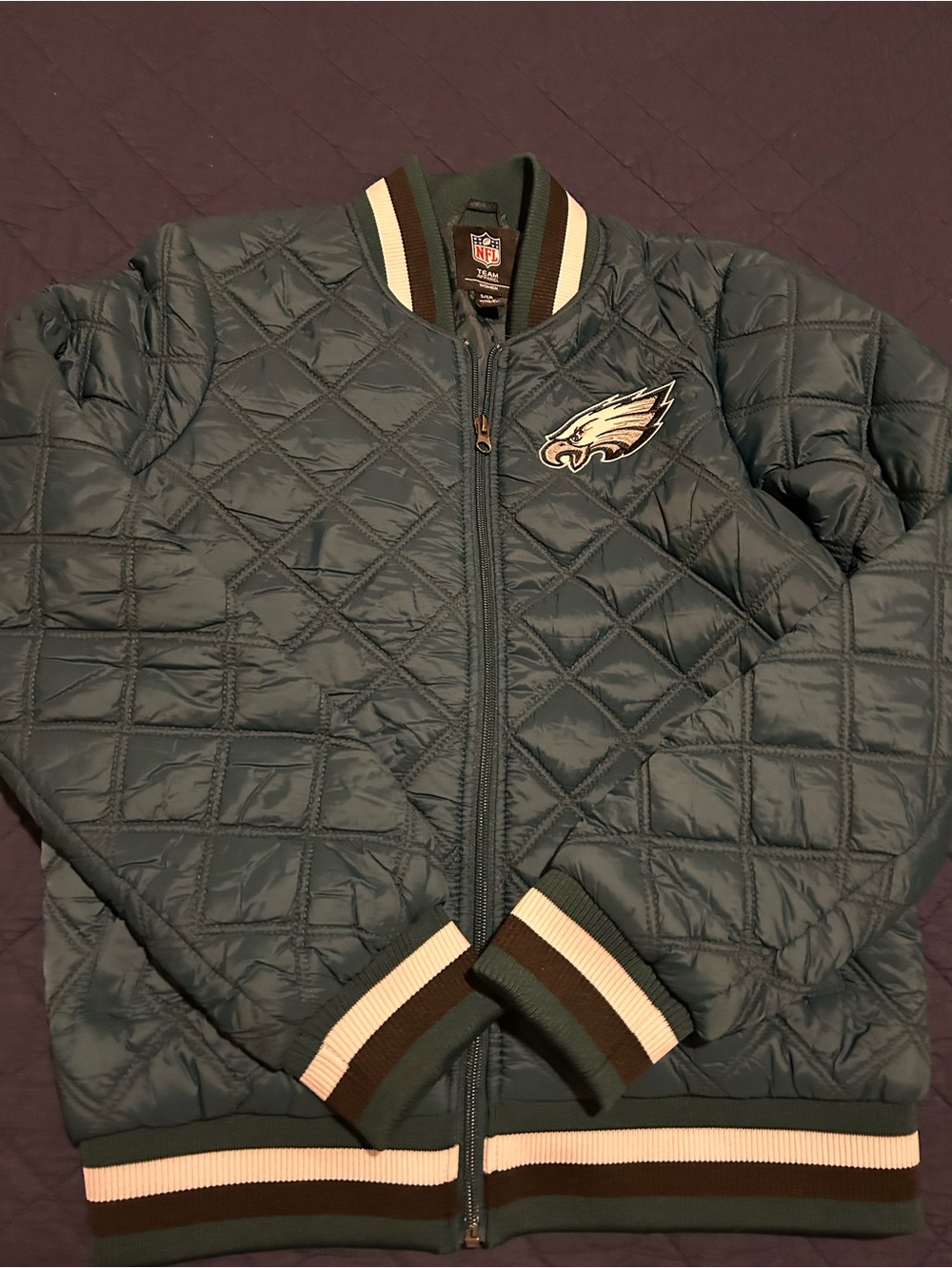 NFL Philadelphia Eagles Quilted Jacket - Midnight Green & White